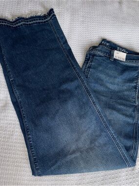 J. Crew Women’s Blue ‘96 Slim Wide Jeans 32T with Raw Hem Cornwall Wash NWT